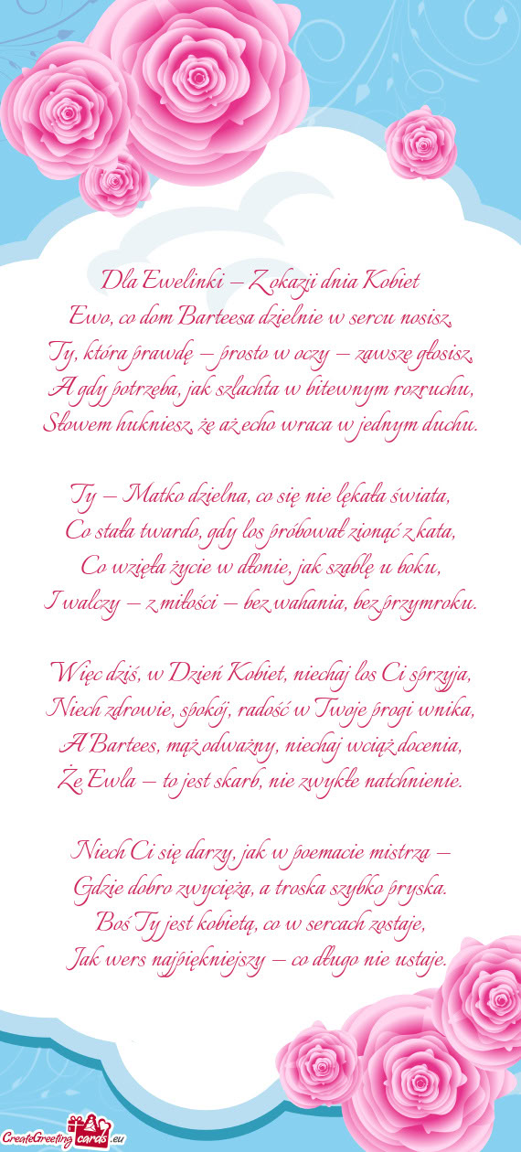 Dla Ewelinki — Z okazji dnia Kobiet
