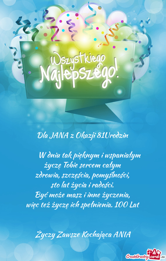 Dla JANA z Okazji 81Urodzin