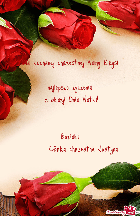 Dla kochanej chrzestnej Mamy Krysi