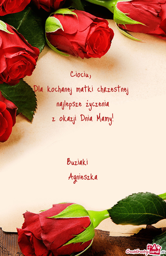 Dla kochanej matki chrzestnej