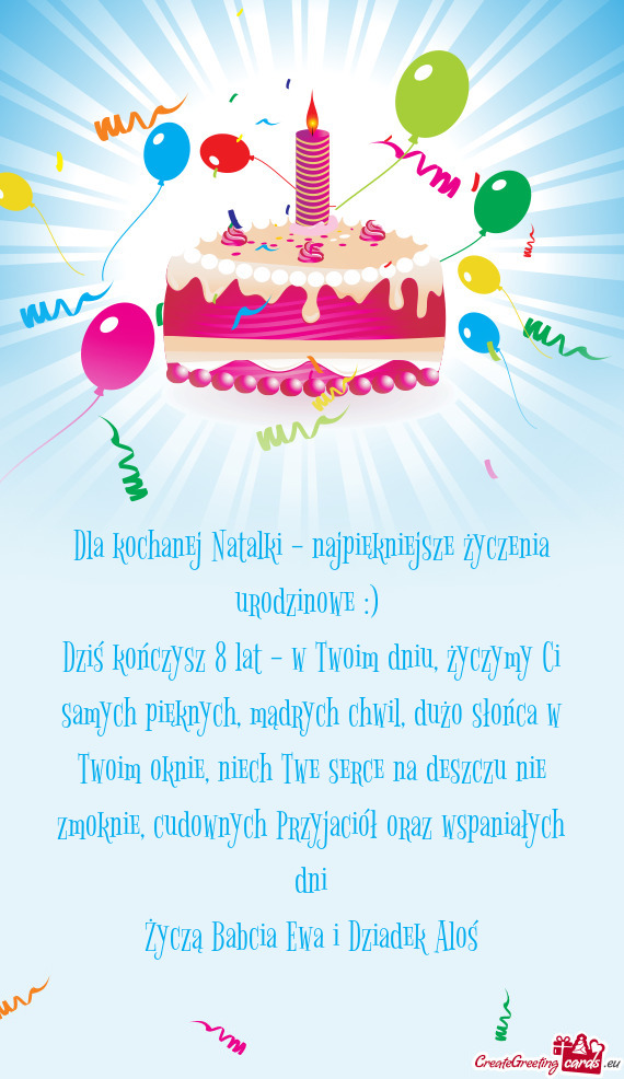 Dla kochanej Natalki - najpiękniejsze życzenia urodzinowe :)