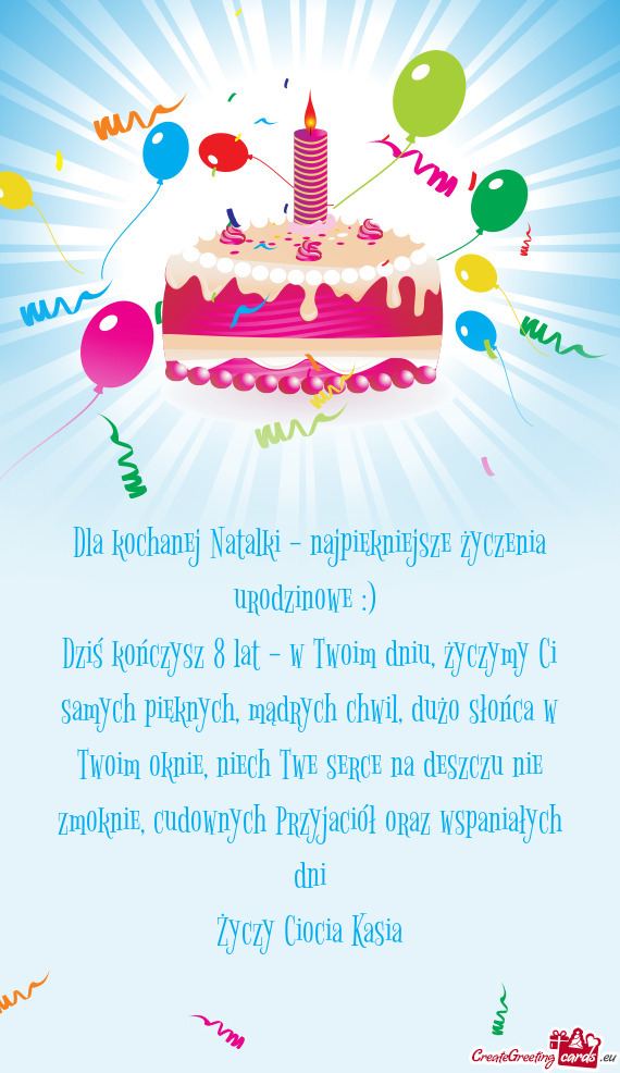 Dla kochanej Natalki - najpiękniejsze życzenia urodzinowe