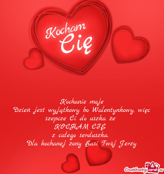 Dla kochanej żony Basi Twój Jerzy