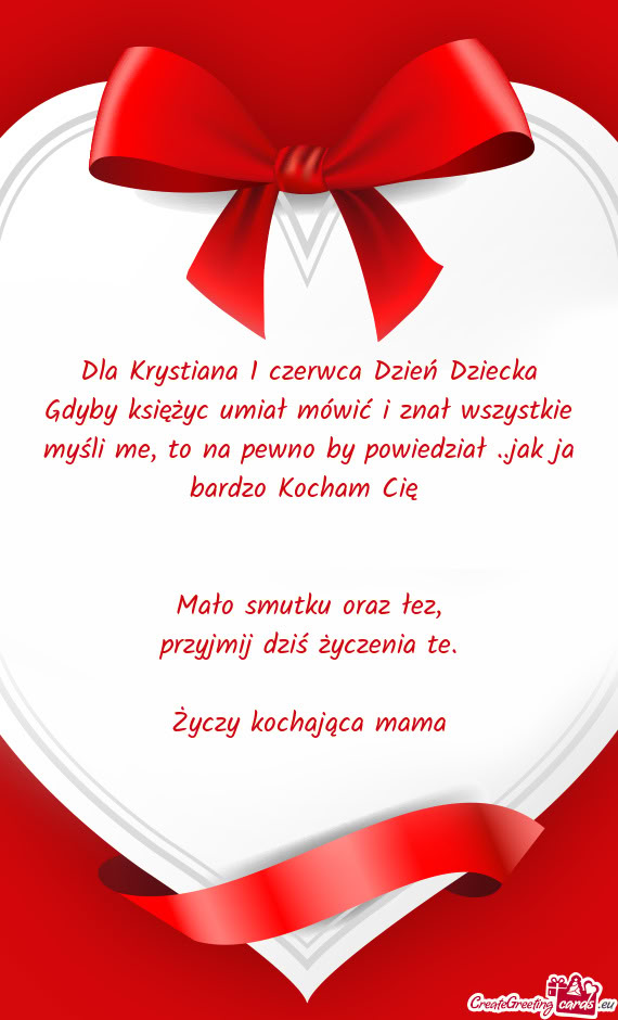 Dla Krystiana 1 czerwca Dzień Dziecka