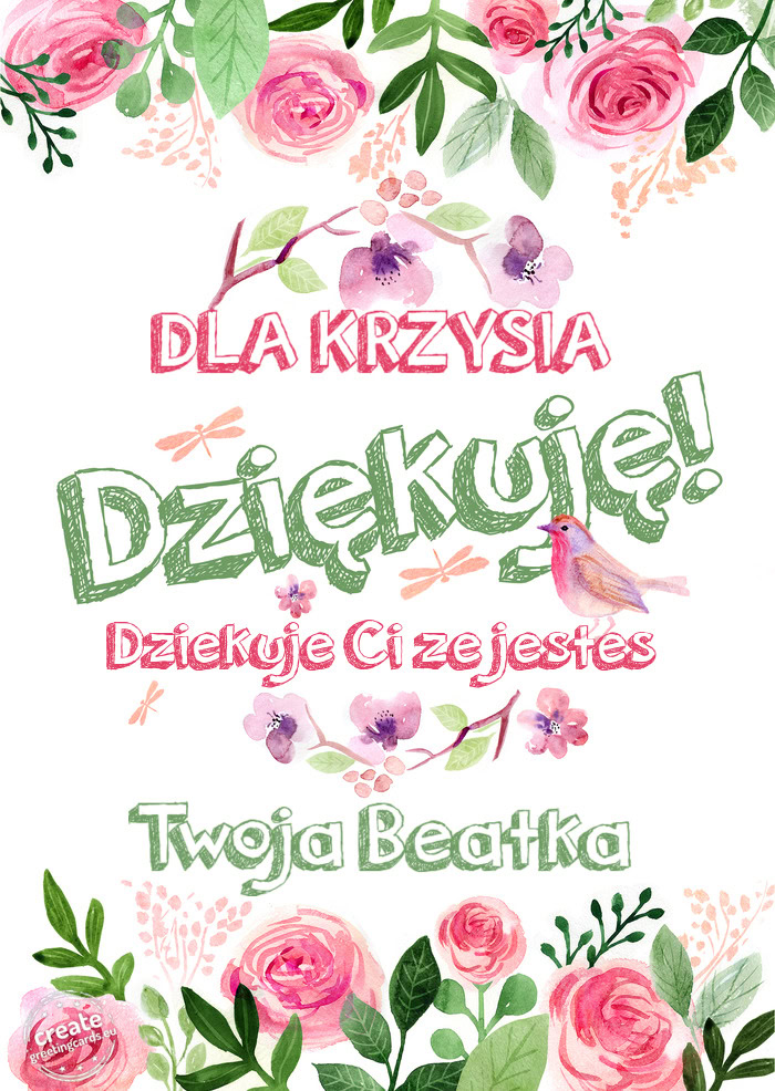 DLA KRZYSIA Dziękuje Dziekuje Ci ze jestes Twoja Beatka