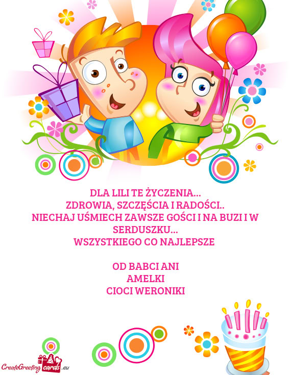 DLA LILI TE ŻYCZENIA