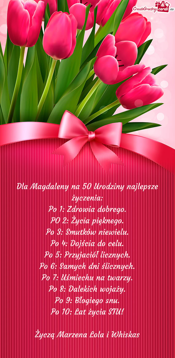 Dla Magdaleny na 50 Urodziny najlepsze życzenia