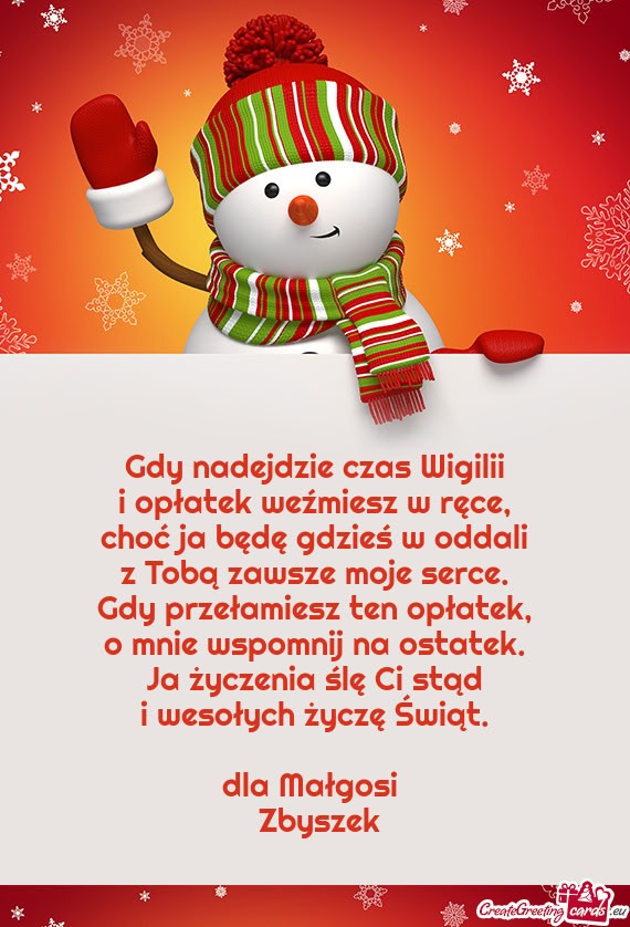 Dla Małgosi Zbyszek