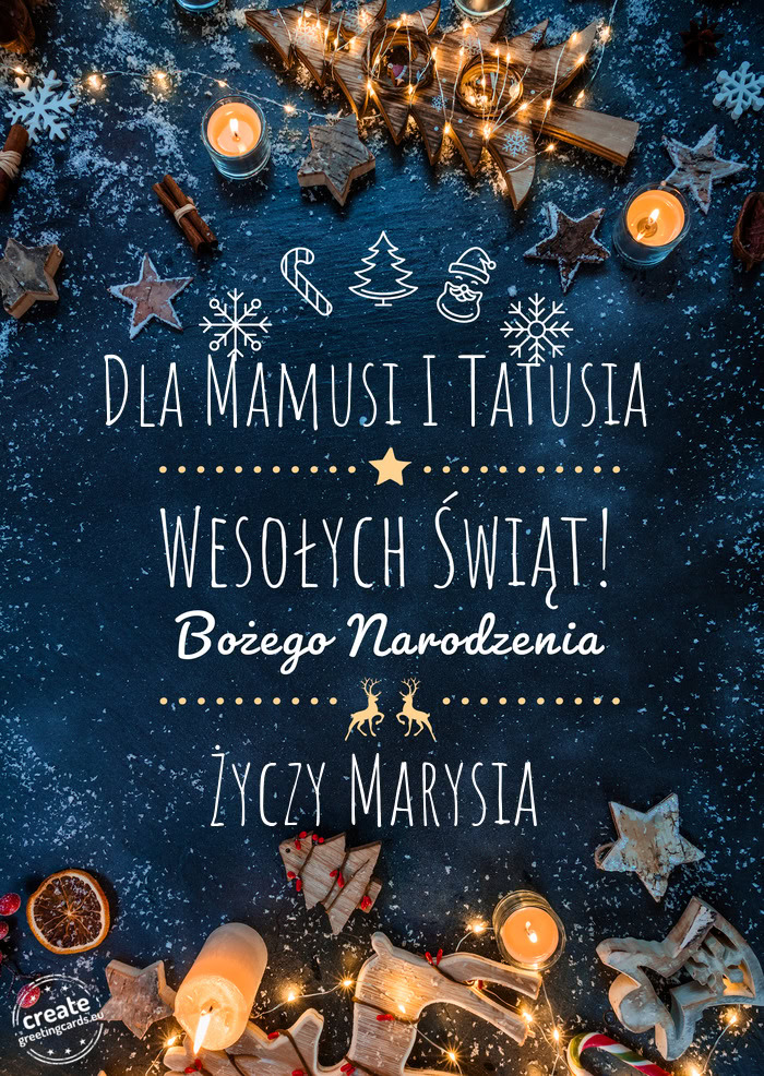 Dla Mamusi I Tatusia Wesołych Świąt Marysia