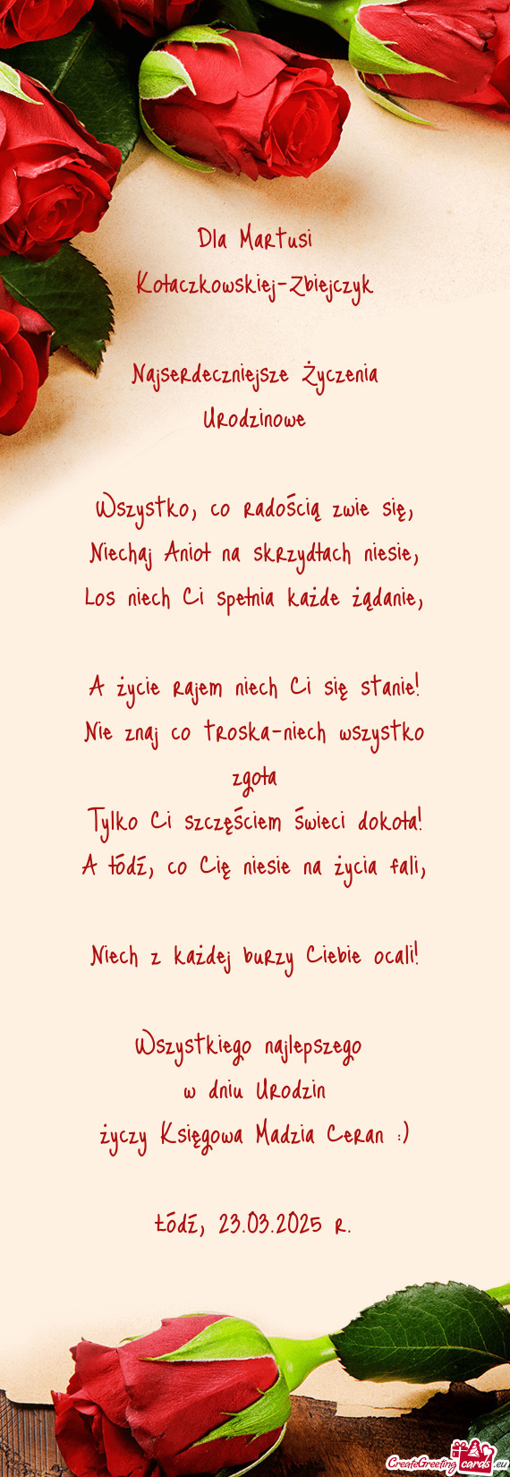 Dla Martusi Kołaczkowskiej-Zbiejczyk