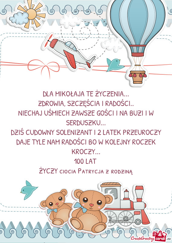 DLA MIKOŁAJA TE ŻYCZENIA