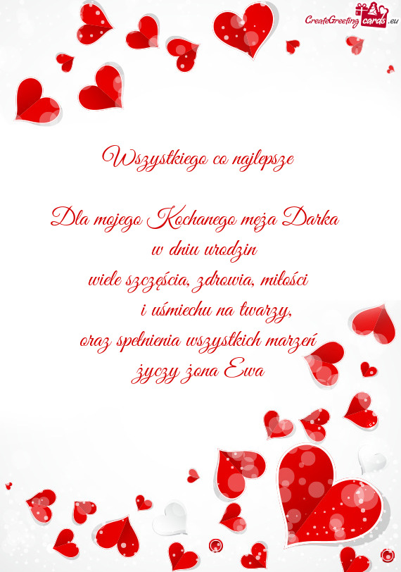 Dla mojego Kochanego męża Darka