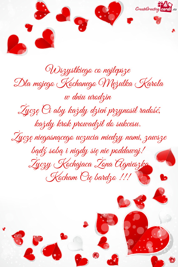 Dla mojego Kochanego Mężulka Karola w dniu urodzin