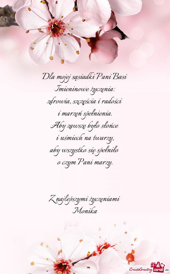 Dla mojej sąsiadki Pani Basi