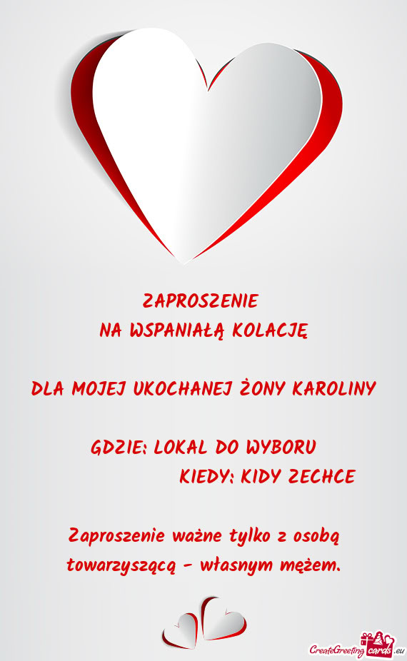 DLA MOJEJ UKOCHANEJ ŻONY KAROLINY