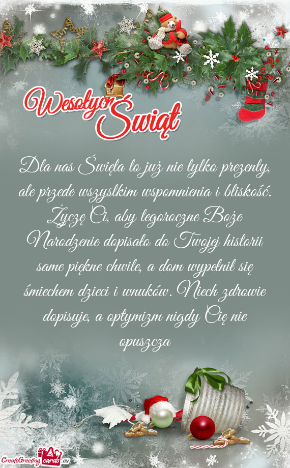 Dla nas Święta to już nie tylko prezenty, ale przede wszystkim wspomnienia i bliskość. Życzę