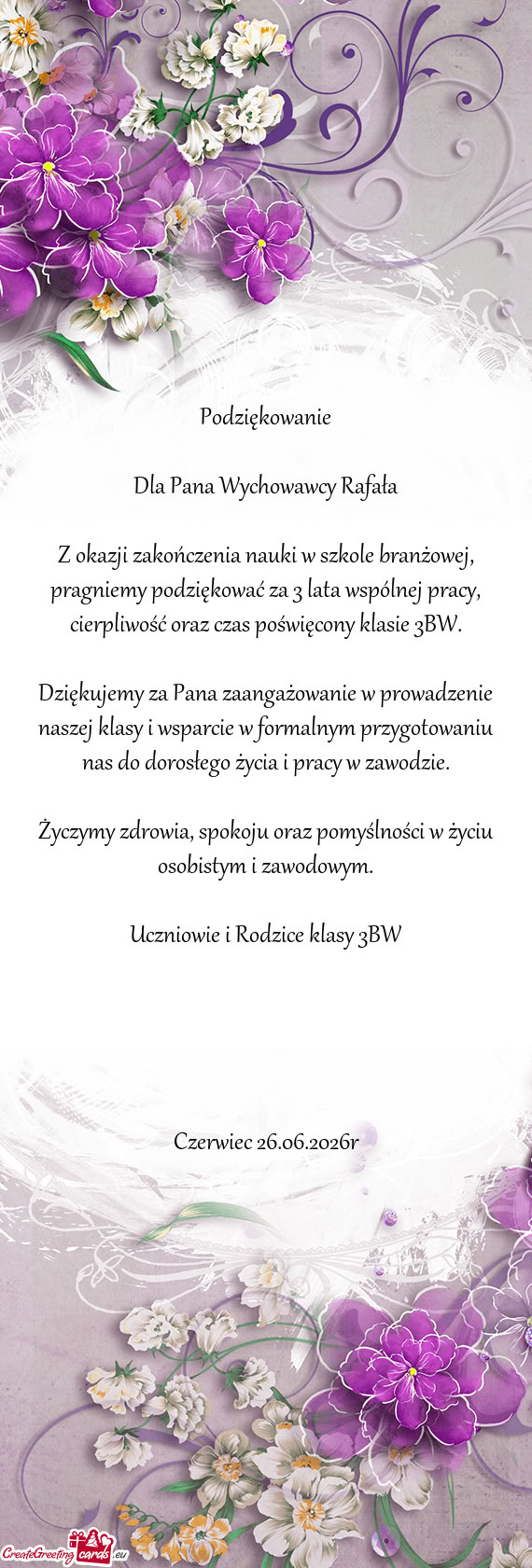 Dla Pana Wychowawcy Rafała