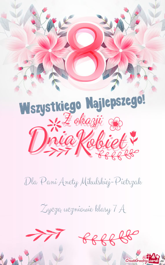 Dla Pani Anety Mikulskiej-Pietrzak