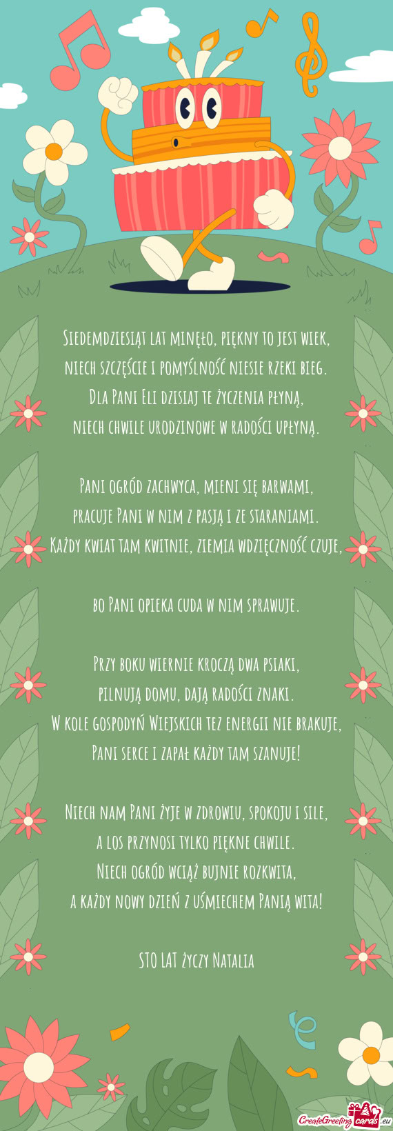 Dla Pani Eli dzisiaj te życzenia płyną