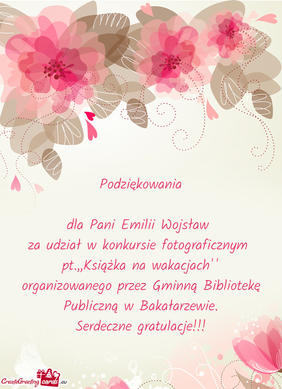 Dla Pani Emilii Wojsław