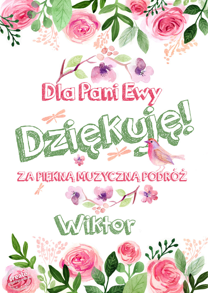 Dla Pani Ewy Dziękuje ZA PIĘKNĄ MUZYCZNĄ PODRÓŻ Wiktor ❤️