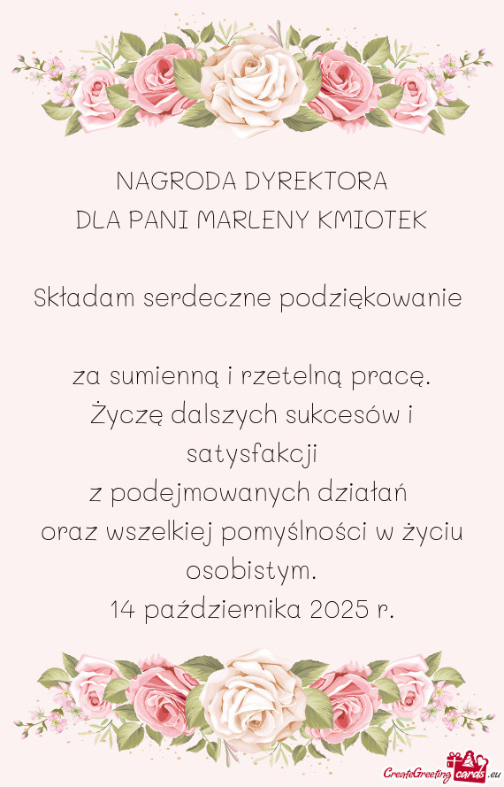 DLA PANI MARLENY KMIOTEK