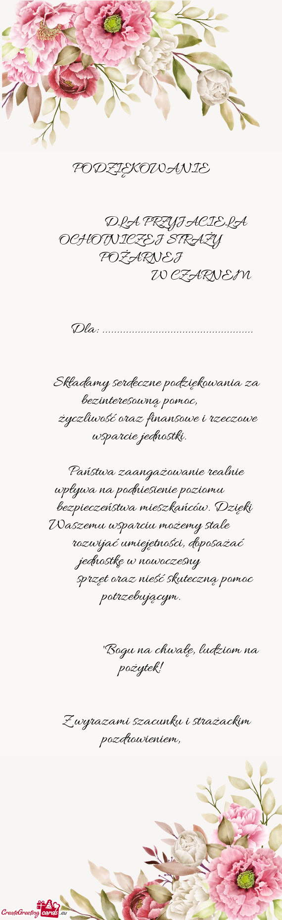 DLA PRZYJACIELA OCHOTNICZEJ STRAŻY POŻARNEJ