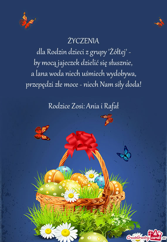 Dla Rodzin dzieci z grupy "Żółtej"