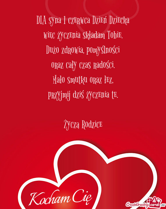 DLA syna 1 czerwca Dzień Dziecka