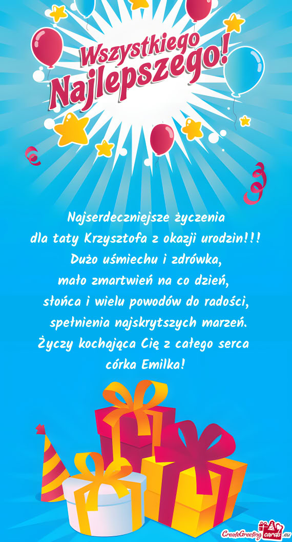 Dla taty Krzysztofa z okazji urodzin