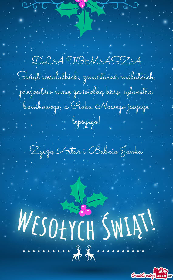 DLA TOMASZA Świąt wesolutkich