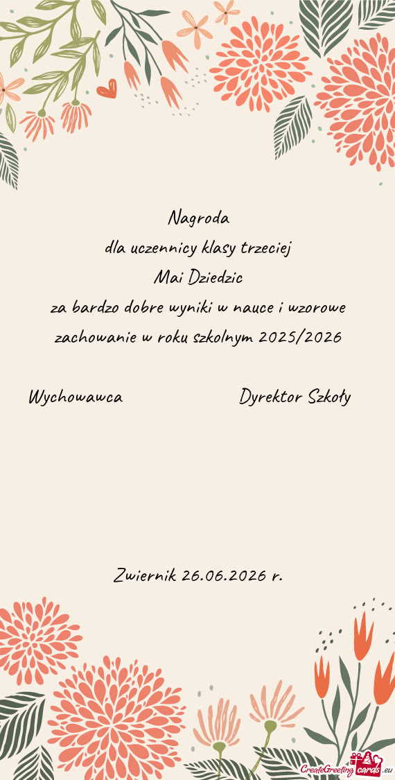 Dla uczennicy klasy trzeciej