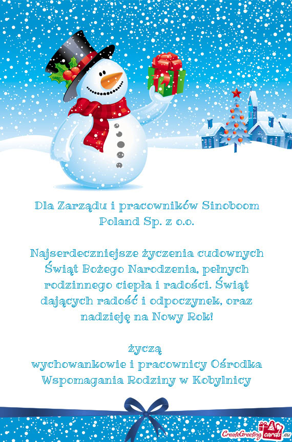 Dla Zarządu i pracowników Sinoboom Poland Sp. z o.o