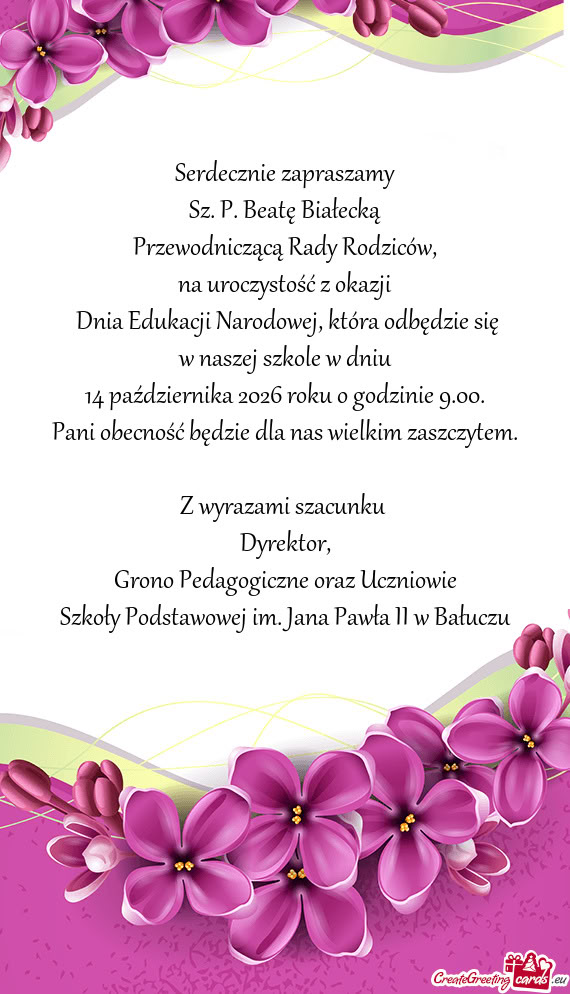 Dnia Edukacji Narodowej, która odbędzie się
