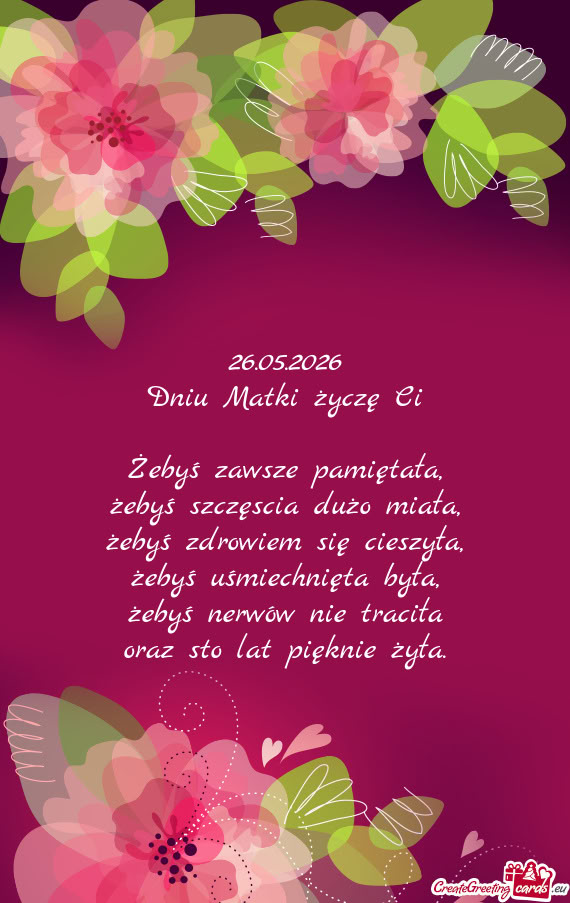 Dniu Matki życzę Ci