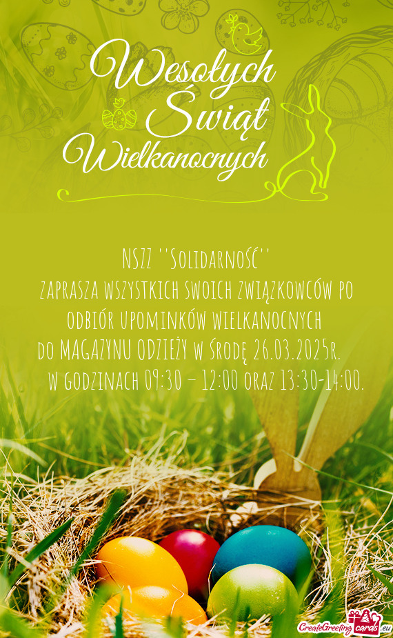 Do MAGAZYNU ODZIEŻY w środę 26