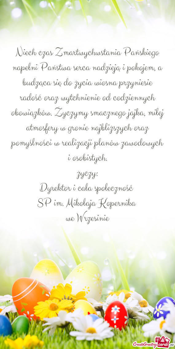 Do życia wiosna przyniesie radość oraz wytchnienie od codziennych obowiązków. Życzymy smaczneg