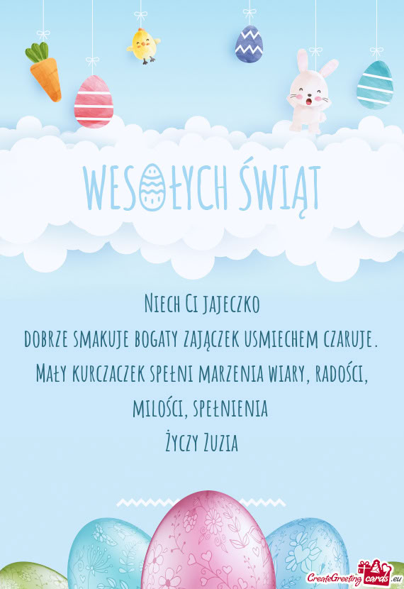 Dobrze smakuje bogaty zajączek usmiechem czaruje