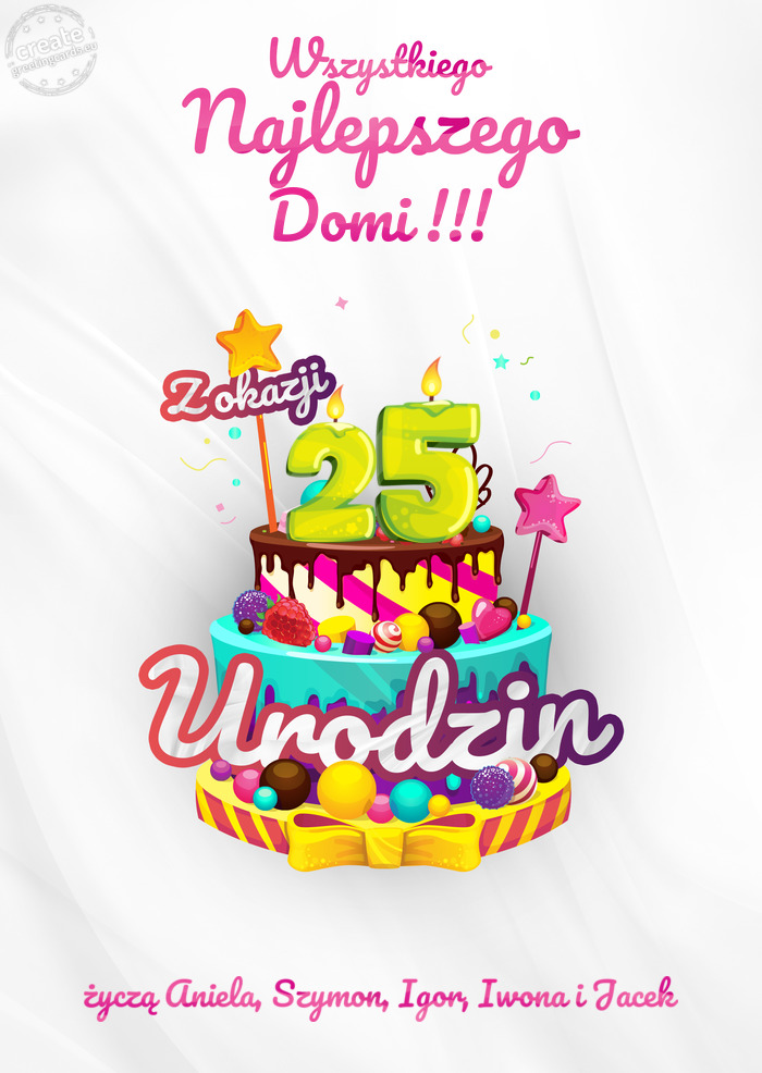 Domi !!!, Wszystkiego najlepszego z okazji 25 urodzin życzą Aniela, Szymon, Igor, Iwona i Jacek