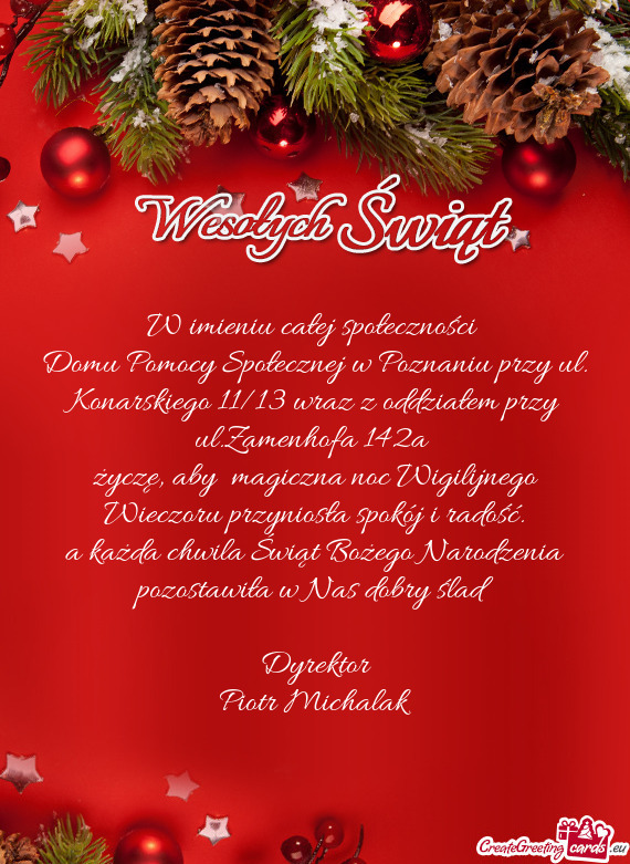 Domu Pomocy Społecznej w Poznaniu przy ul. Konarskiego 11/13 wraz z oddziałem przy ul.Zamenhofa 14