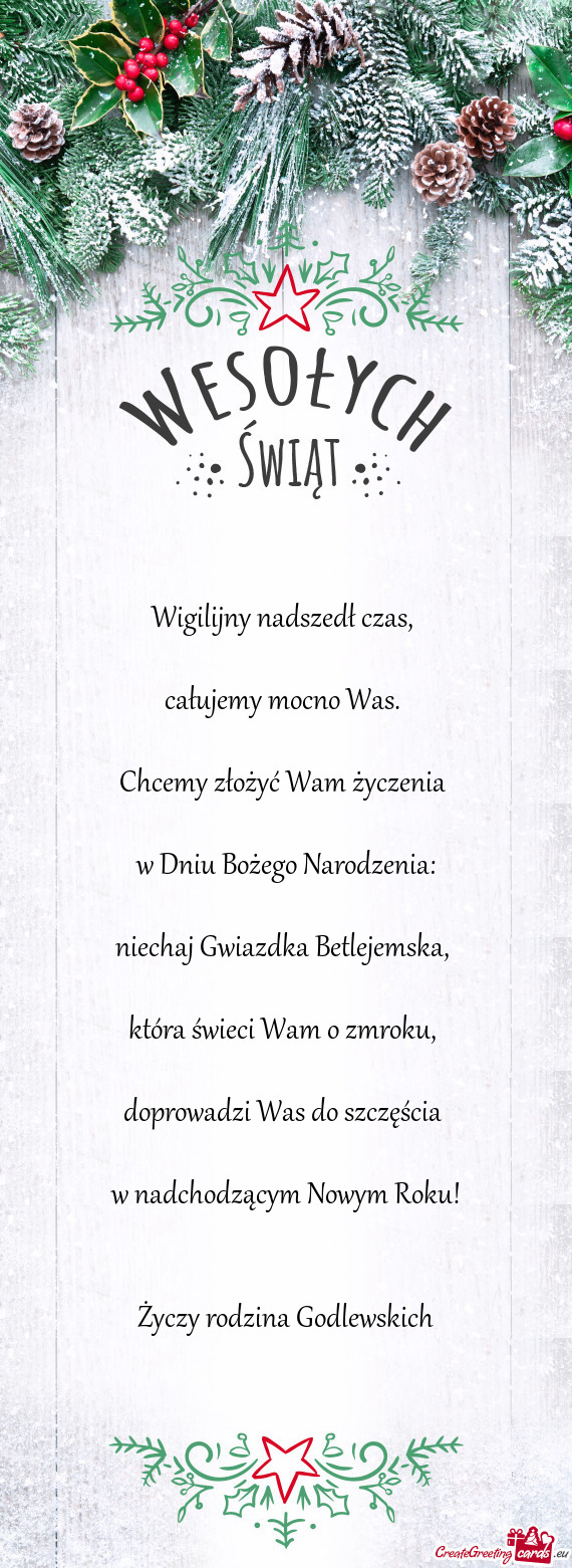 Doprowadzi Was do szczęścia  w nadchodzącym Nowym Roku!  rodzina Godlewskich