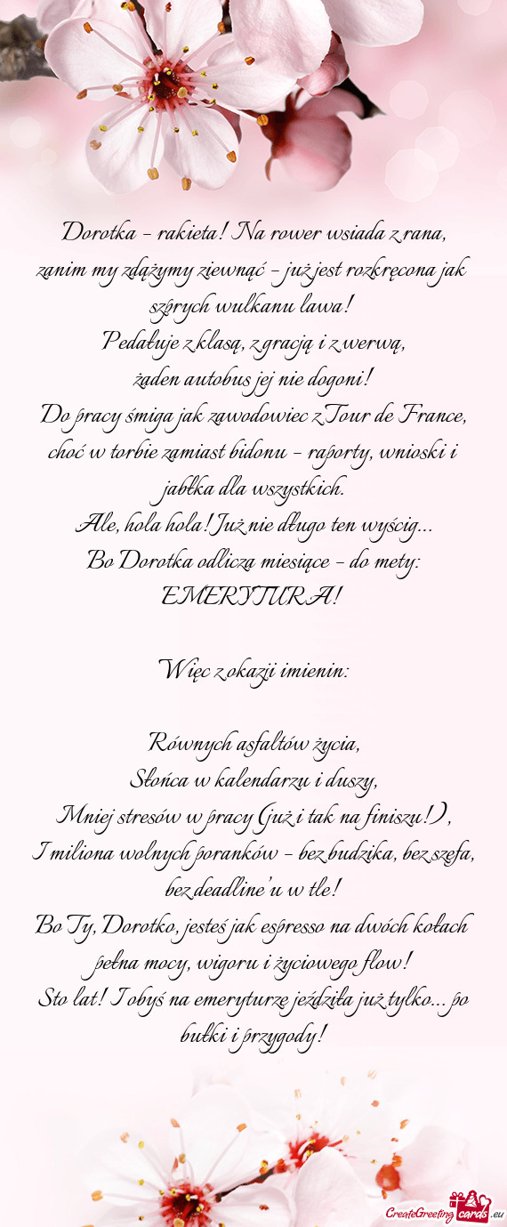 Dorotka – rakieta! Na rower wsiada z rana