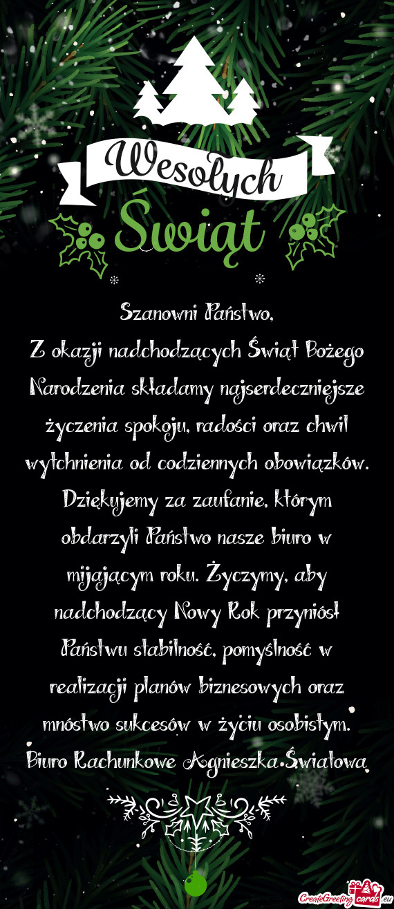Dości oraz chwil wytchnienia od codziennych obowiązków. Dziękujemy za zaufanie, którym obdarzyl