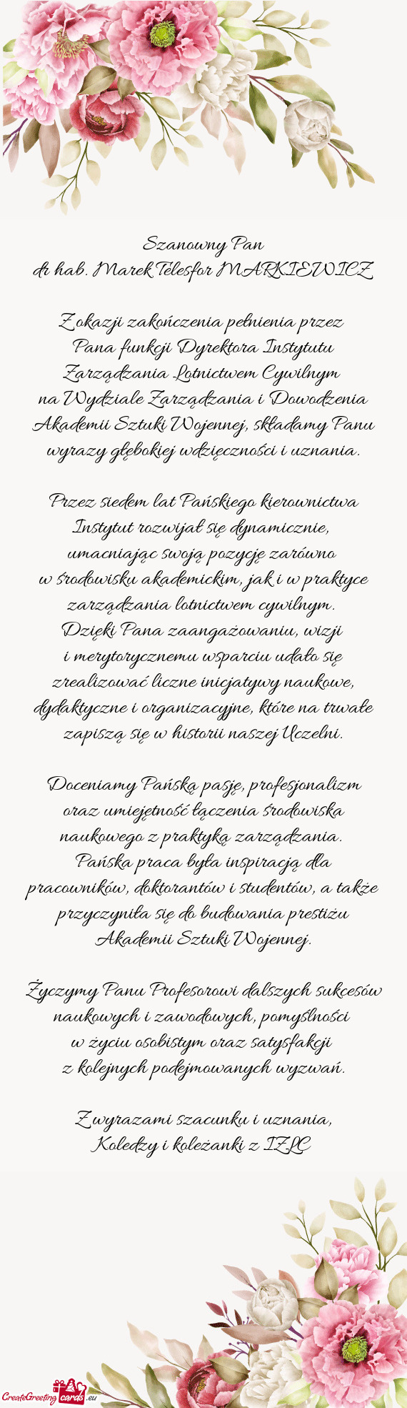 Dr hab. Marek Telesfor MARKIEWICZ