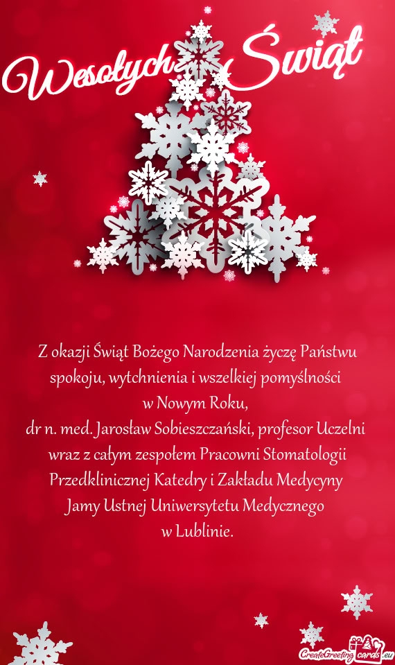 Dr n. med. Jarosław Sobieszczański, profesor Uczelni