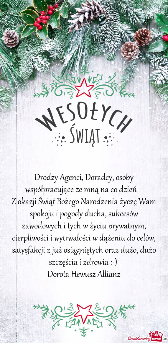 Drodzy Agenci, Doradcy, osoby współpracujące ze mną na co dzień 😊