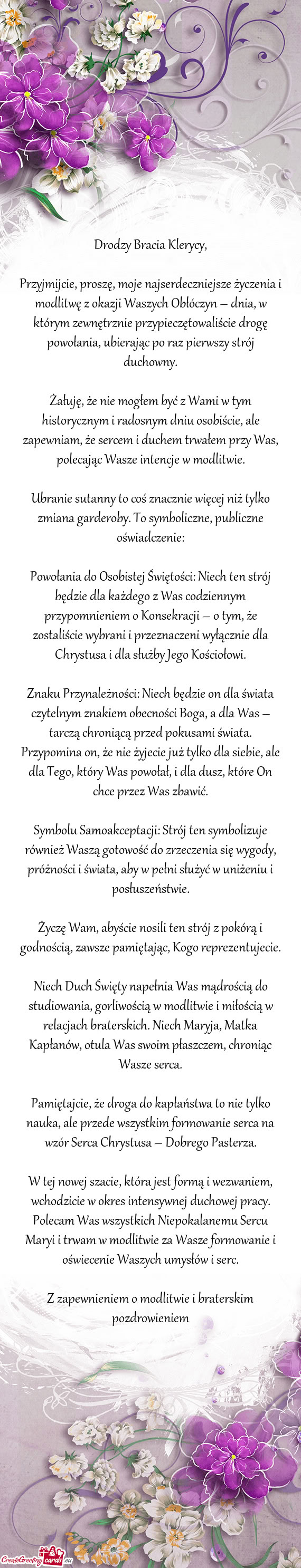 Drodzy Bracia Klerycy