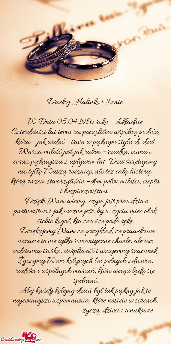 Drodzy , Halinko i Janie