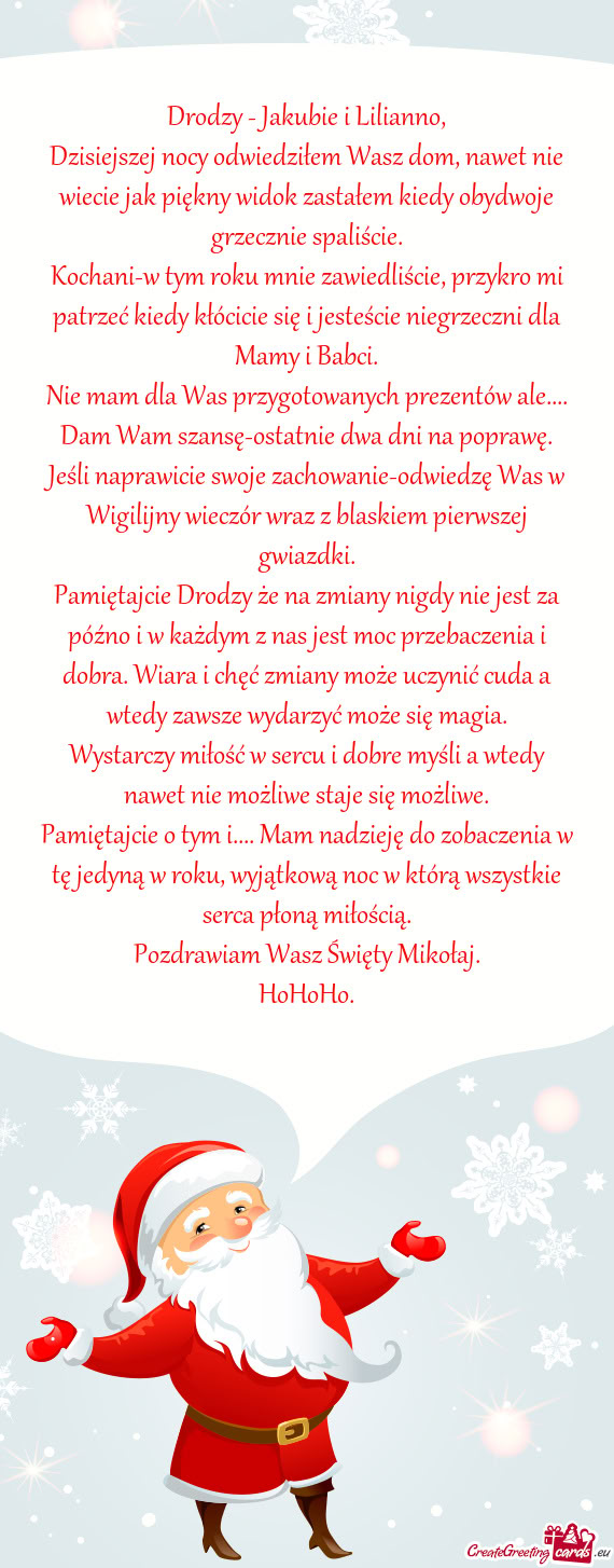 Drodzy - Jakubie i Lilianno