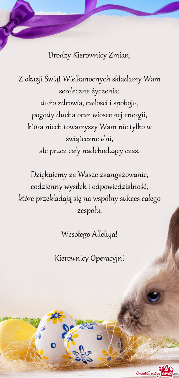 Drodzy Kierownicy Zmian